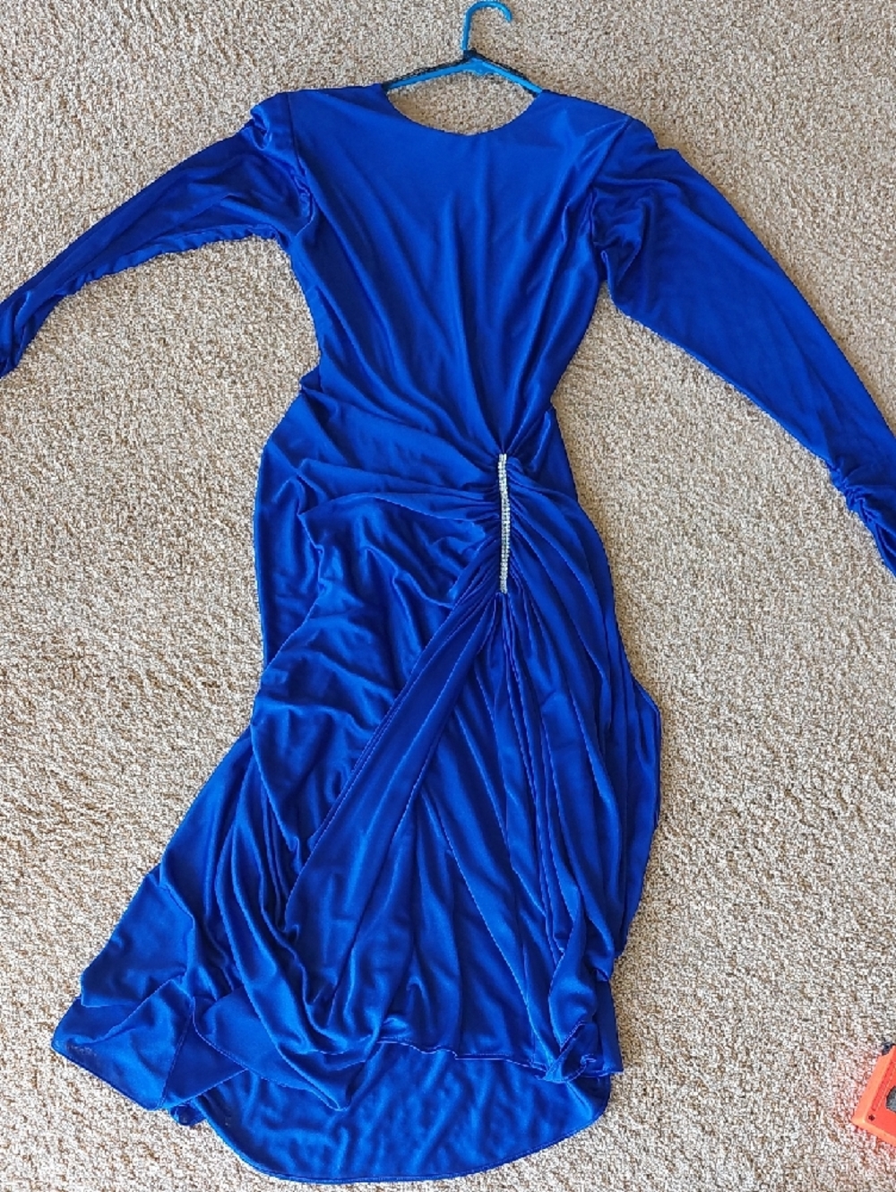 Gorgeous Cobalt Blue Long Sleeve Ruched Evening / Cocktail Gown